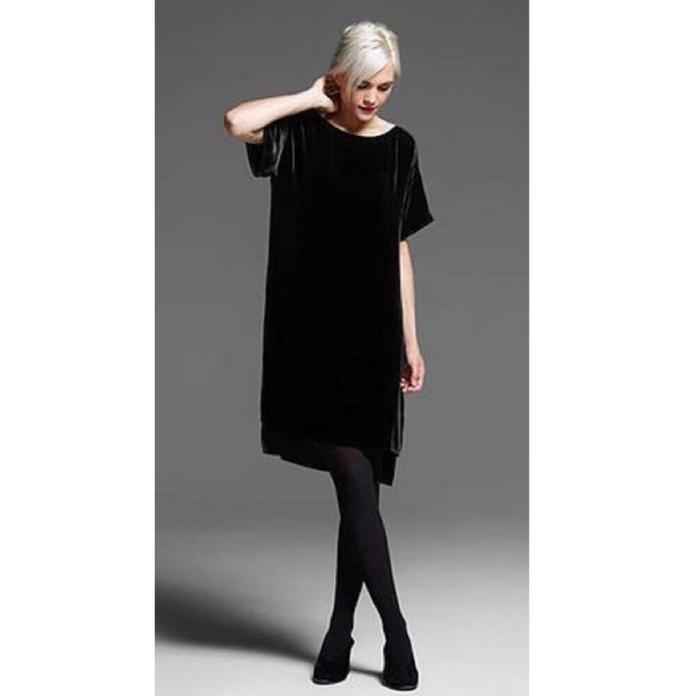 New w/Tags Eileen Fisher - Bateau Neck Velvet Shift Dress in Black, XS fits Med - Picture 6 of 12